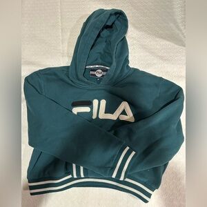 Fila Kids Teal Hoodie with Striped Hem